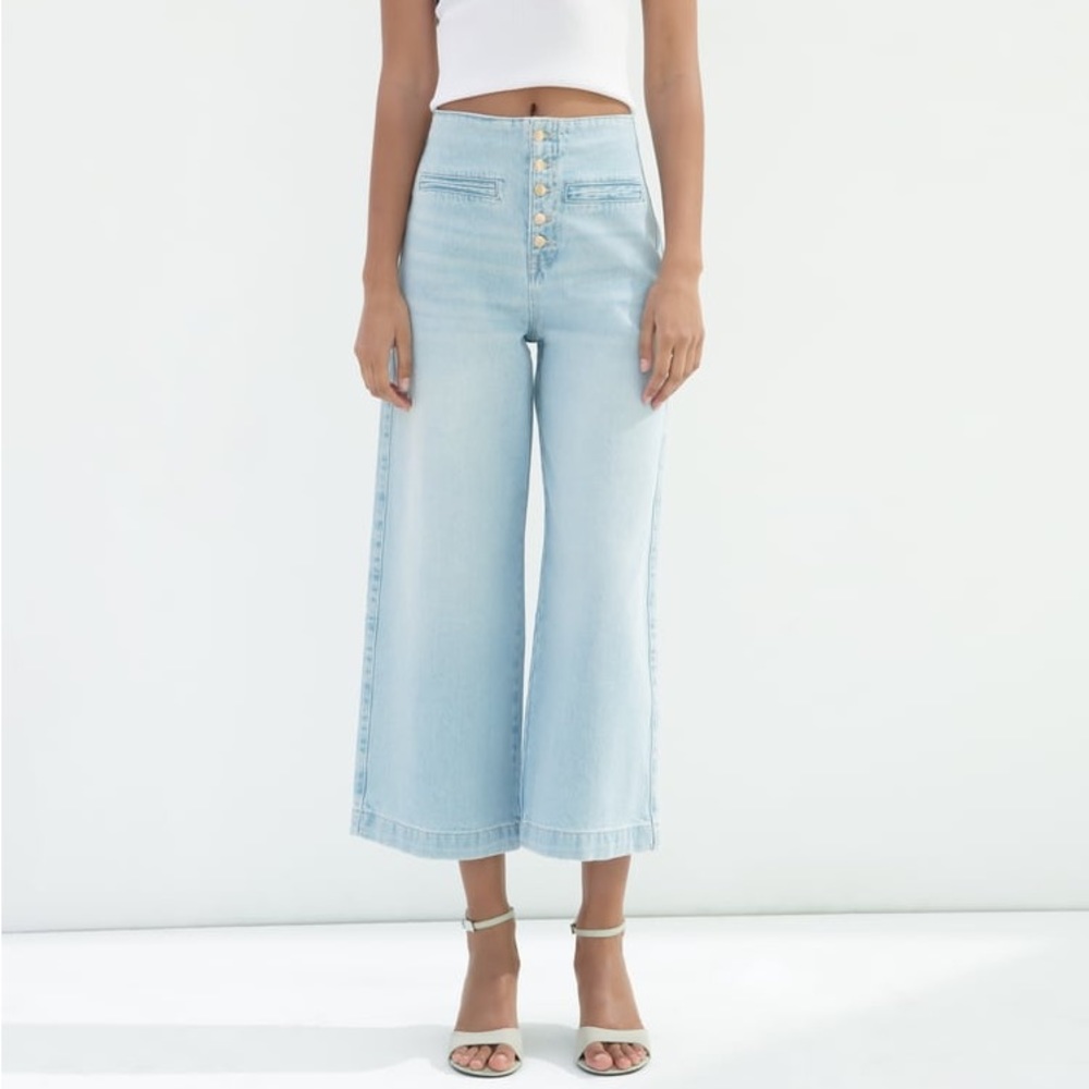 Zara light blue wide leg, high-waist jeans - Picture 3 of 6